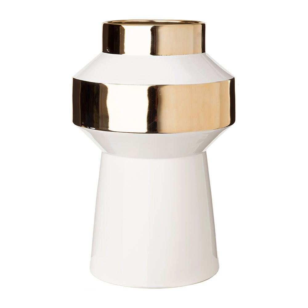 POLSPOTTEN Vase Object White &amp; Gold M