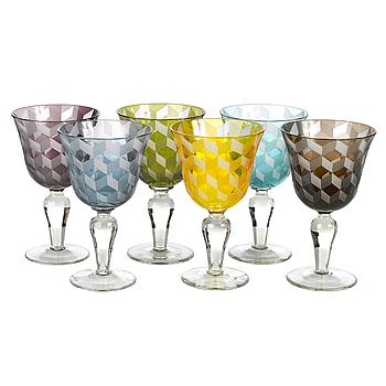 POLSPOTTEN Wine Glass Blocks Multicolour Set 6