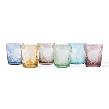 POLSPOTTEN Tumbler Peony Multicolour Set 6